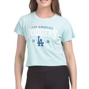 Soft as Grape Dodgers LA light blue crop top shirt womens size S,M,L